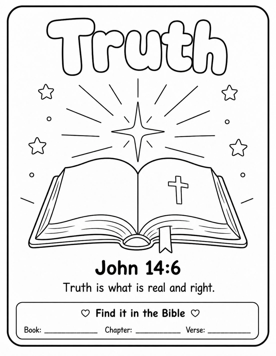 Truth — printable colouring sheet with John 14:6