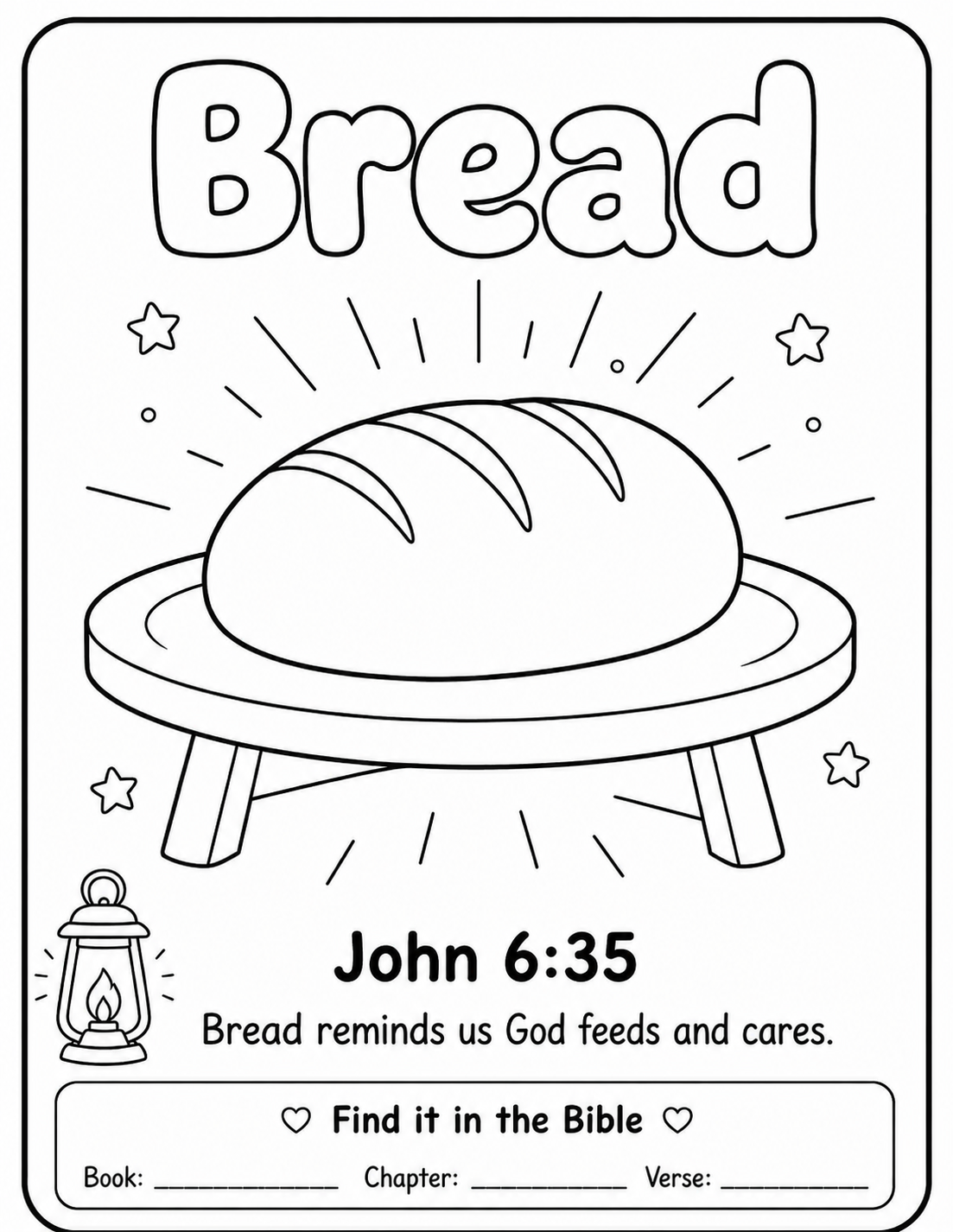 Bread — printable colouring sheet with John 6:35