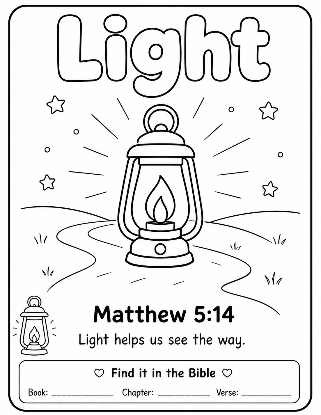 Light — printable colouring sheet with Matthew 5:14