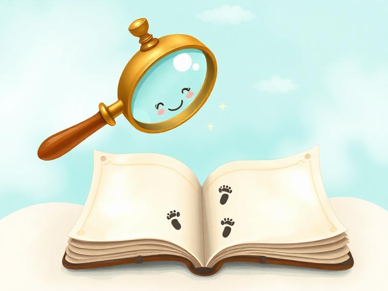 A magnifying glass over an open book