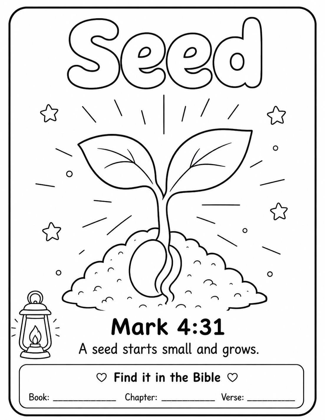 Seed — printable colouring sheet with Mark 4:31