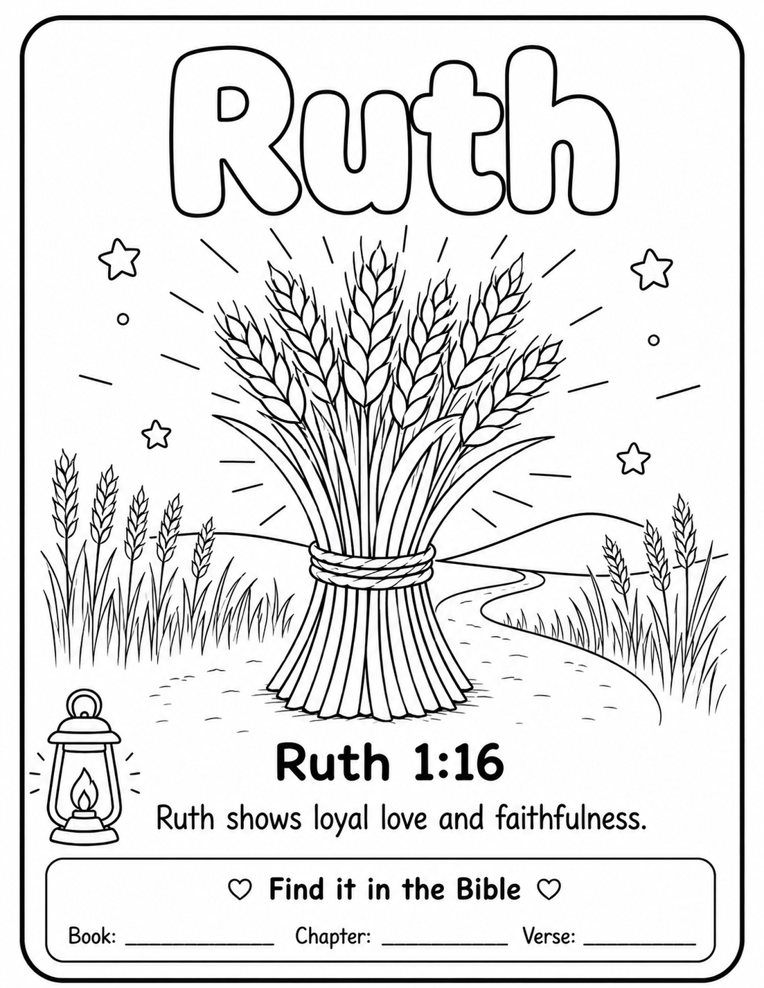 Ruth — printable colouring sheet with Ruth 1:16
