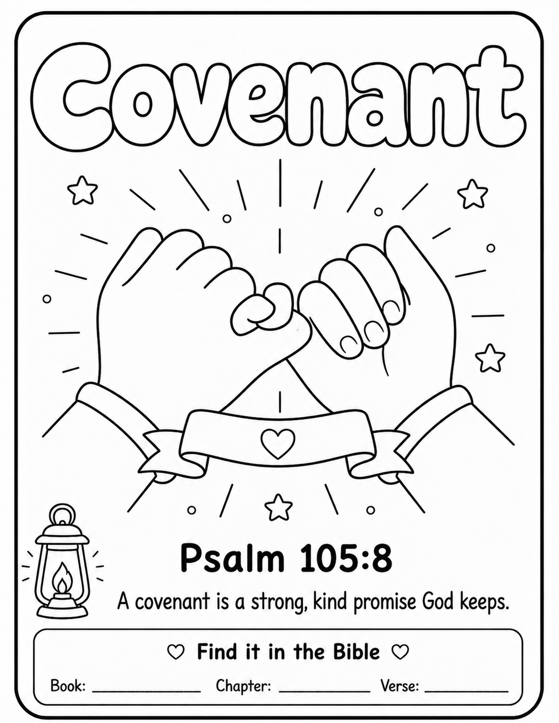 Covenant — printable colouring sheet with Psalm 105:8