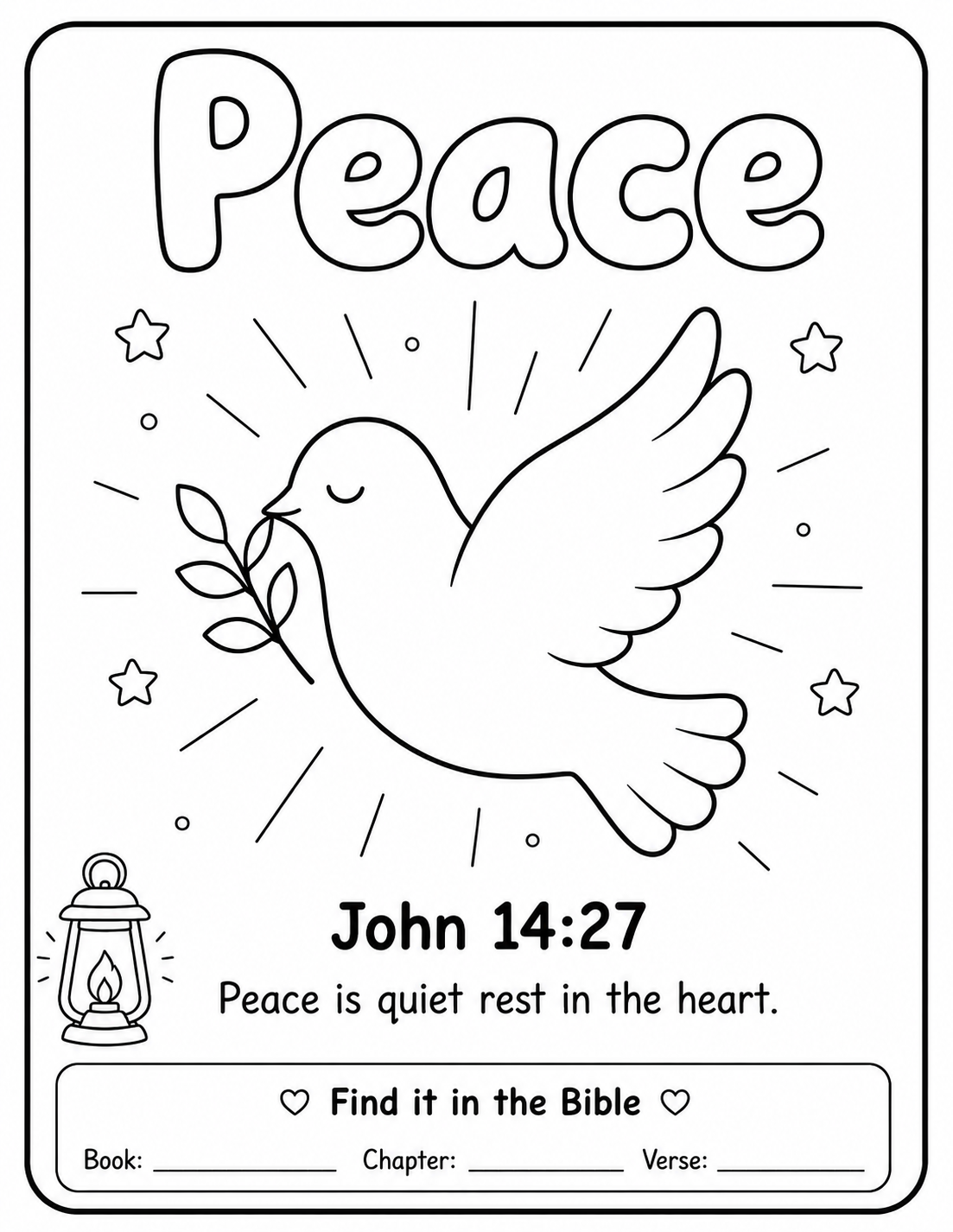 Peace — printable colouring sheet with John 14:27